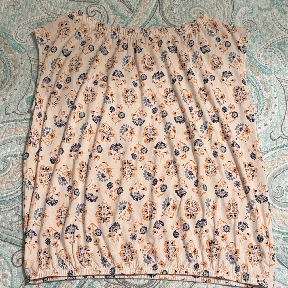 Loft Women's Beige Floral Elastic-neck and waist sleeveless top